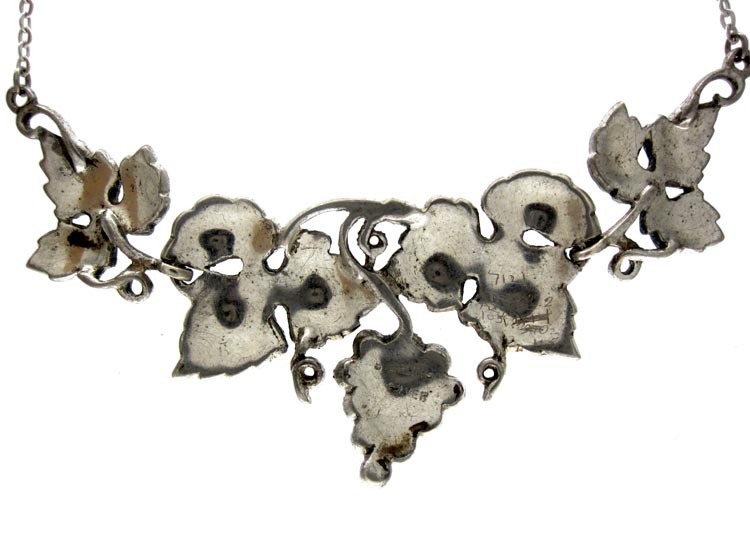 Silver Marcasite Grapes Necklace