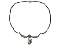Silver Marcasite Bow Necklace