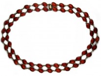 Silver Red Enamel Collar