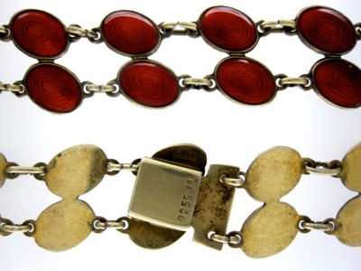 Silver Red Enamel Collar