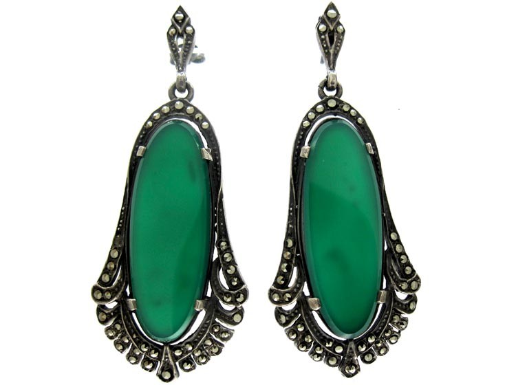Crysophase Marcasite Art Deco Earrings