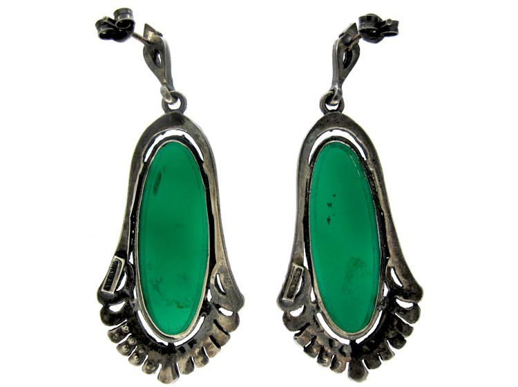 Crysophase Marcasite Art Deco Earrings