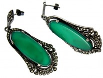 Crysophase Marcasite Art Deco Earrings