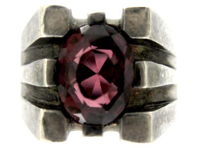 Silver Garnet Retro Ring