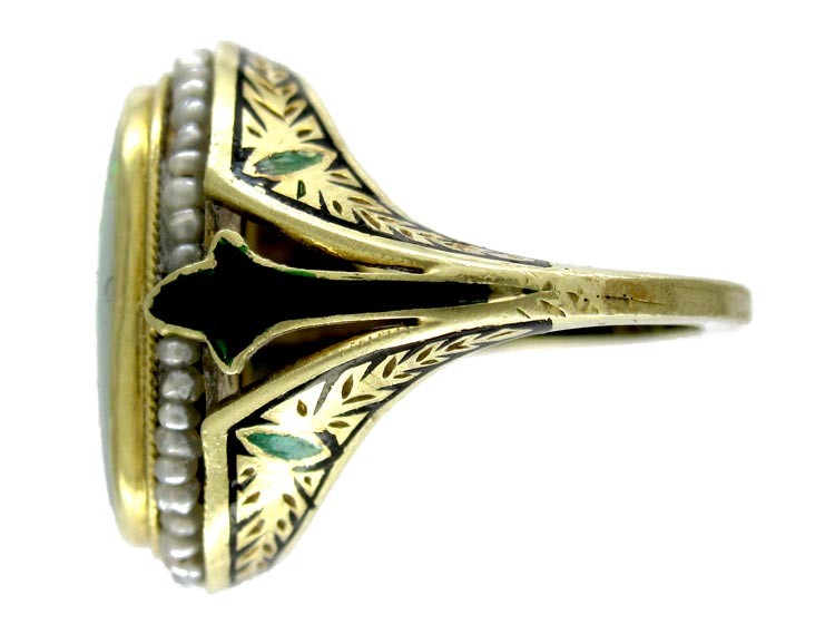 Opal Enamel Art Nouveau Ring
