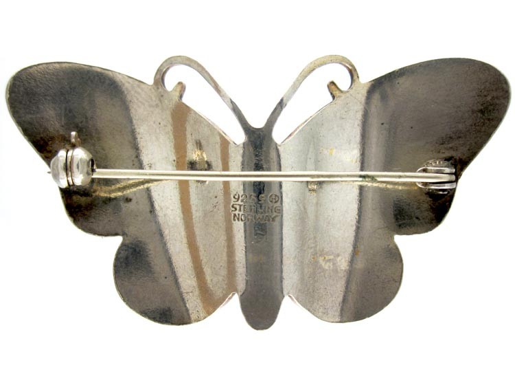 Silver Enamel Butterfly Brooch