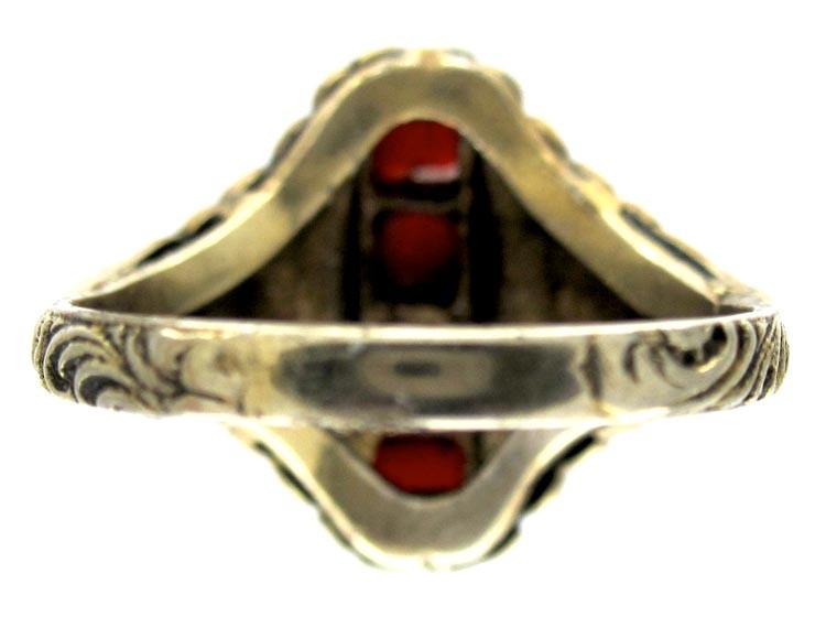 Theodor Fahrner Siver Gilt, Coral ​& Enamel Ring