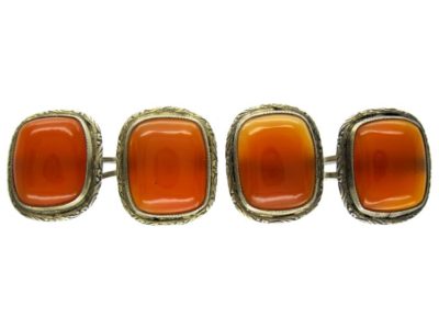 Carnelian Silver Cufflinks