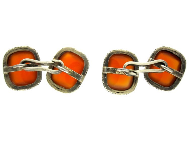 Carnelian Silver Cufflinks