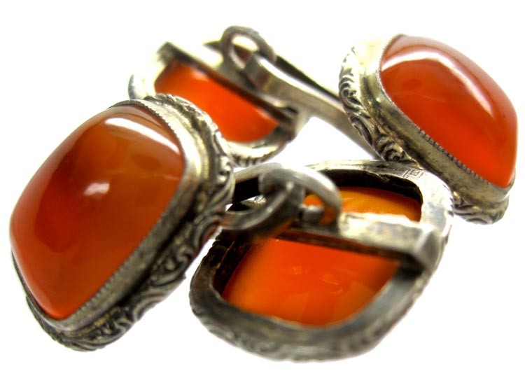 Carnelian Silver Cufflinks