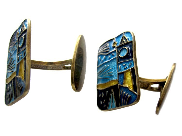 David Andersen Four Seasons Series Enamel Silver Cufflinks