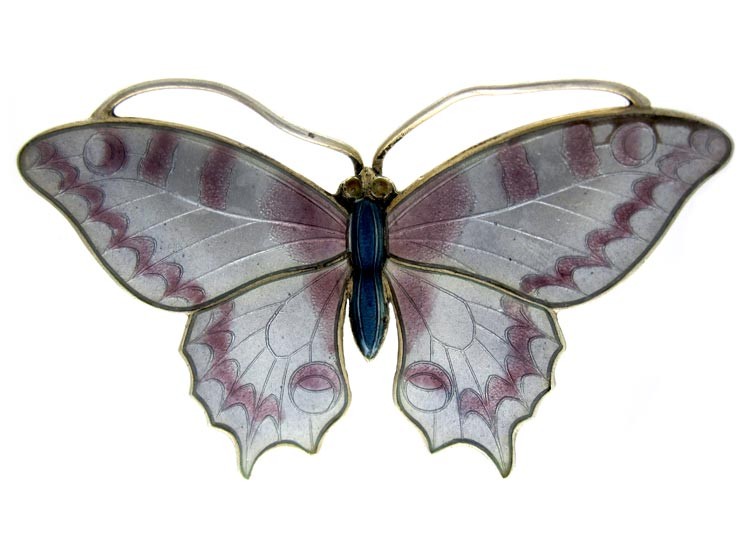 Silver Enamel Butterfly Brooch