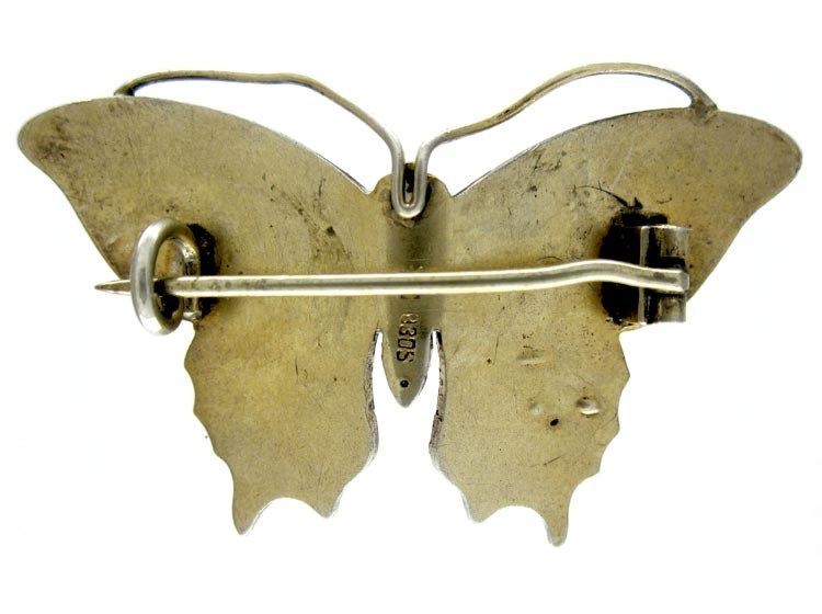 Silver Enamel Butterfly Brooch
