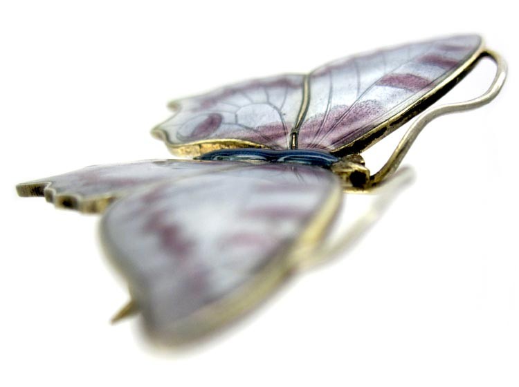 Silver Enamel Butterfly Brooch