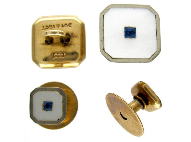 Art Deco Cufflinks & Studs Set in Original Case