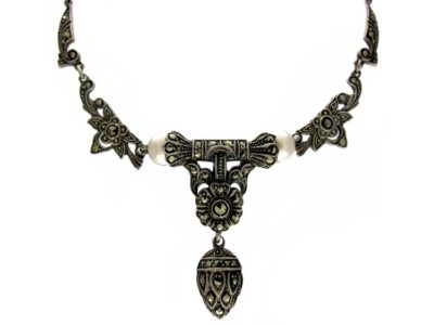 Marcasite Silver Pendant Necklace