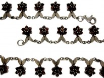 Silver & Garnet Flowers Motif Necklace