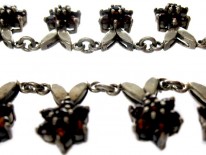 Silver & Garnet Flowers Motif Necklace