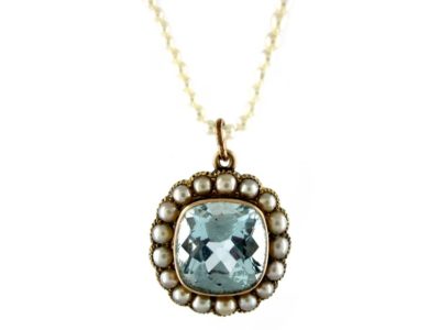 Regency Aquamarine Natural Split Pearl Pendant