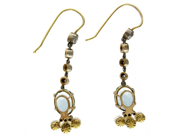 Aquamarine & Natural Pearl Drop Earrings