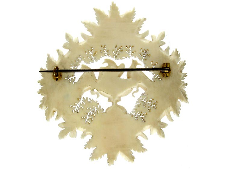 Carved Ivory Doves of Pliny Brooch