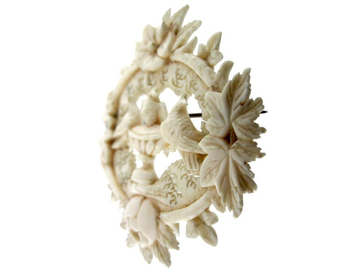 Carved Ivory Doves of Pliny Brooch
