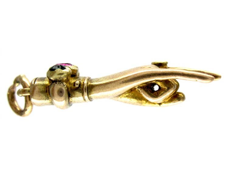 Emerald & Ruby Hand Gold Charm