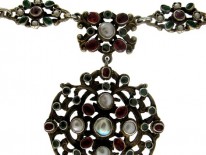 Austro-Hungarian Garnet & Blister Pearl Pendant Necklace