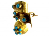 Gold Bow & Heart Drop Brooch