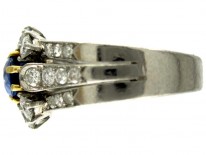 French Sapphire & Diamond Art Deco Ring