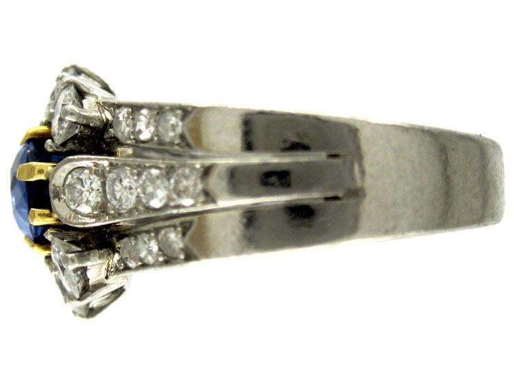 French Sapphire & Diamond Art Deco Ring