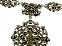 Austro-Hungarian Garnet & Blister Pearl Pendant Necklace
