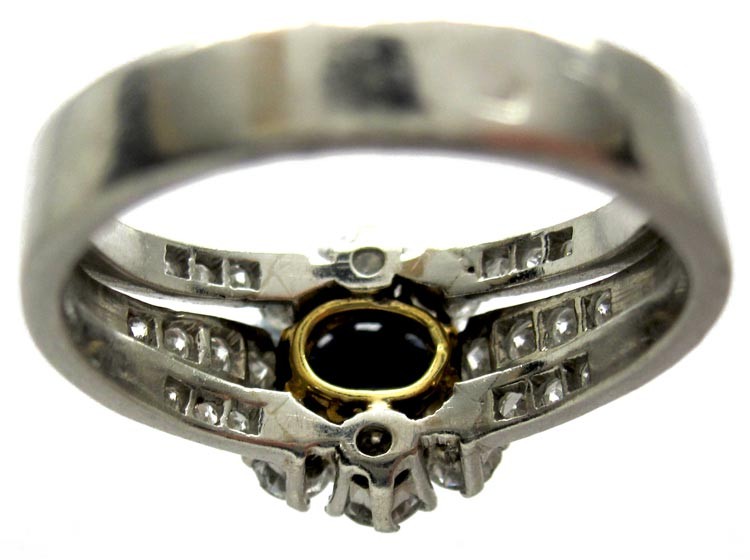 French Sapphire & Diamond Art Deco Ring