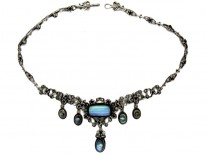 Opal ​& Moonstone Arts ​& Crafts Silver Necklace