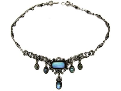 Opal ​& Moonstone Arts ​& Crafts Silver Necklace