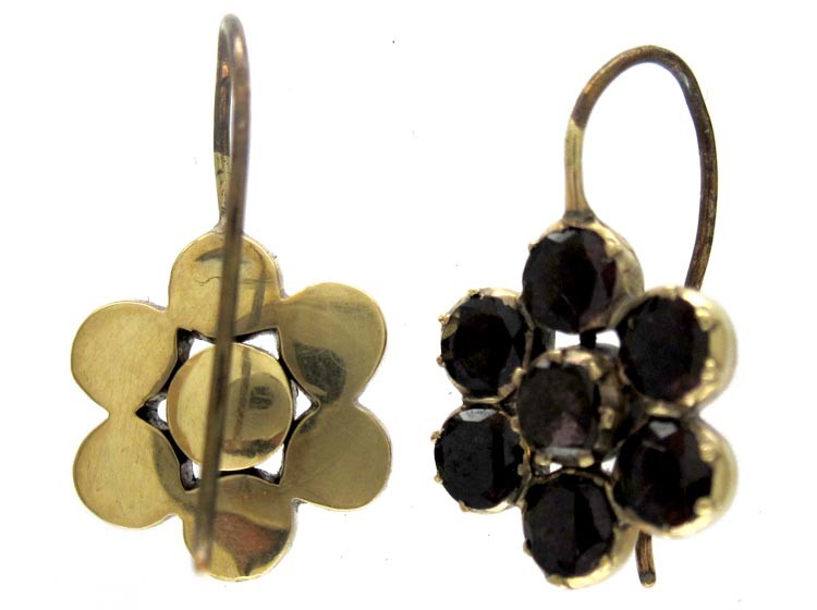 Georgian Flower Garnet Earrings