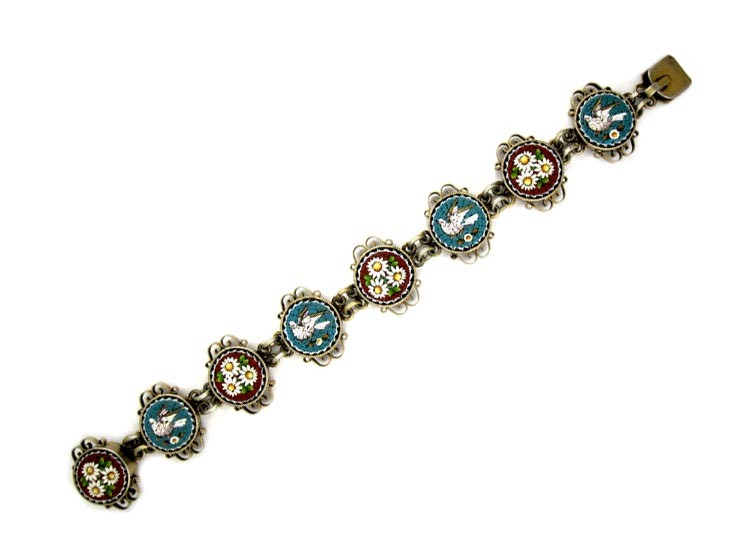 Micro Mosaic Silver Bracelet