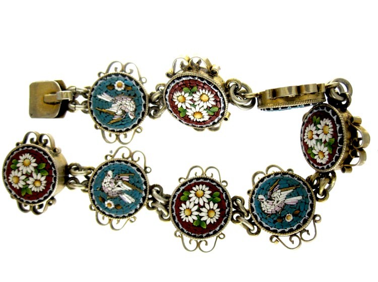 Micro Mosaic Silver Bracelet