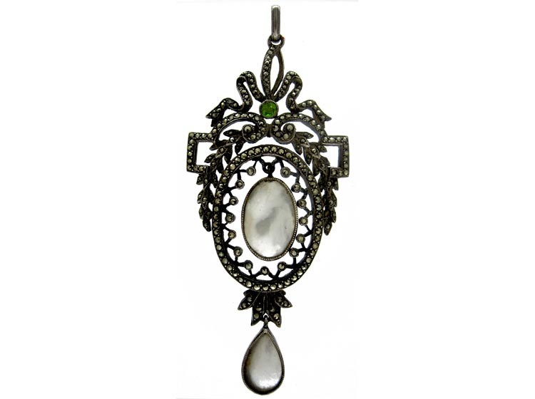 Edwardian Marcasite & Blister Pearl Pendant