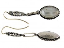 Arts & Crafts Silver & Blister Pearl Earrings