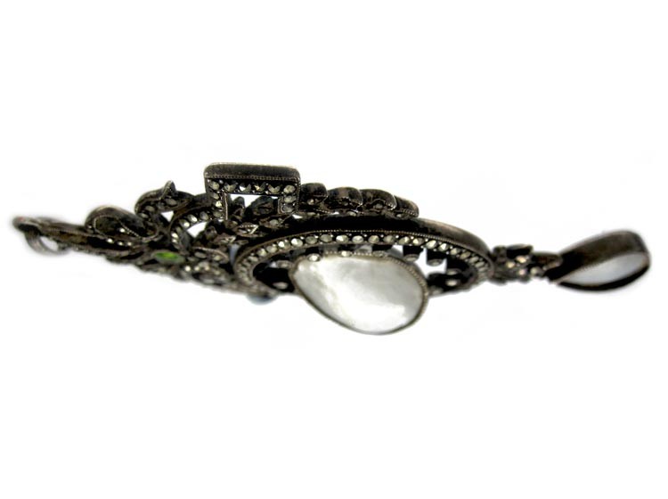 Edwardian Marcasite & Blister Pearl Pendant