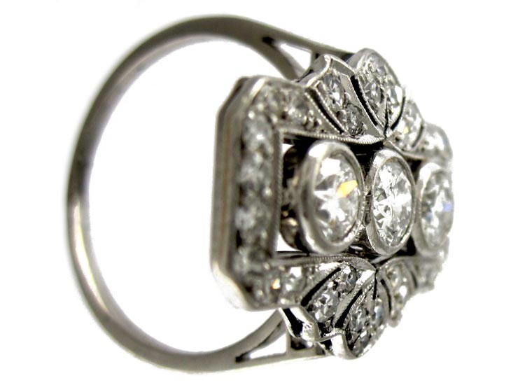 Art Deco Diamond Plaque Ring