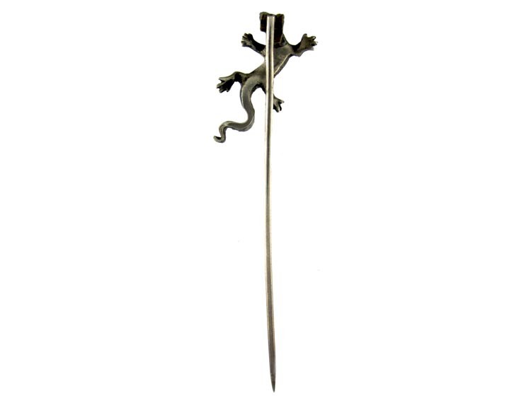 Silver & Paste Lizard Tie Pin