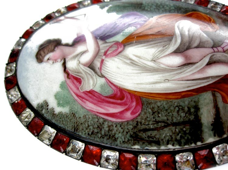 Georgian Plaque of a Grecian Muse Cavorting in an Elysian Field