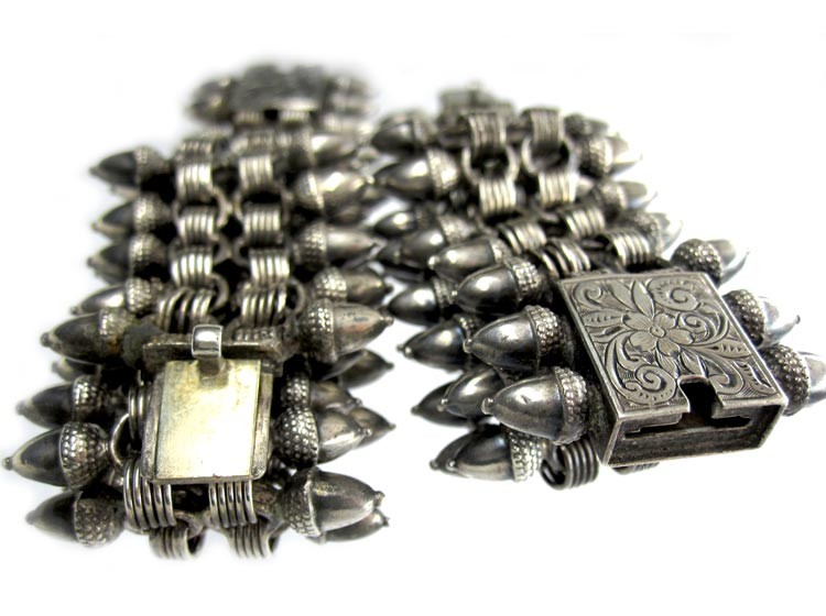 Pair of Silver Victorian Acorn Design Bracelets