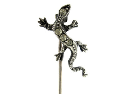 Silver & Paste Lizard Tie Pin