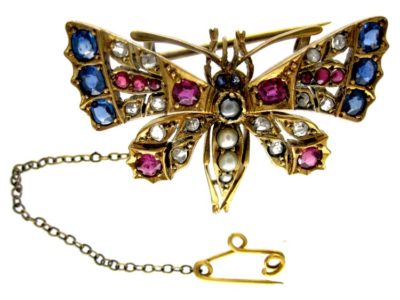 Gem Set Butterfly Brooch