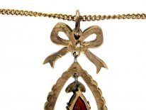 Bohemian Garnet Bow Drop Pendant on Gold Chain