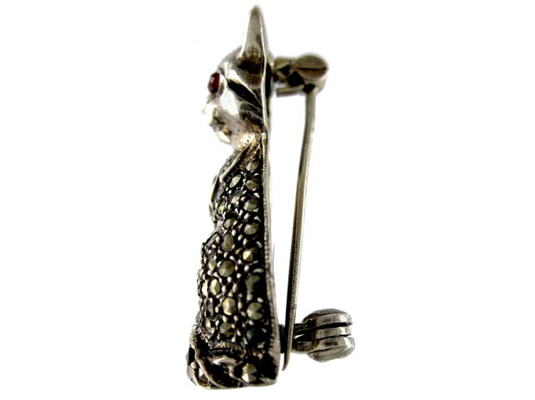 Silver & Marcasite Cat Brooch