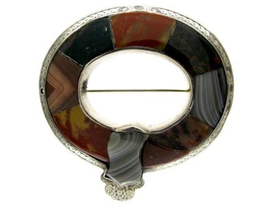 Scottish Agate & Silver Garter Brooch